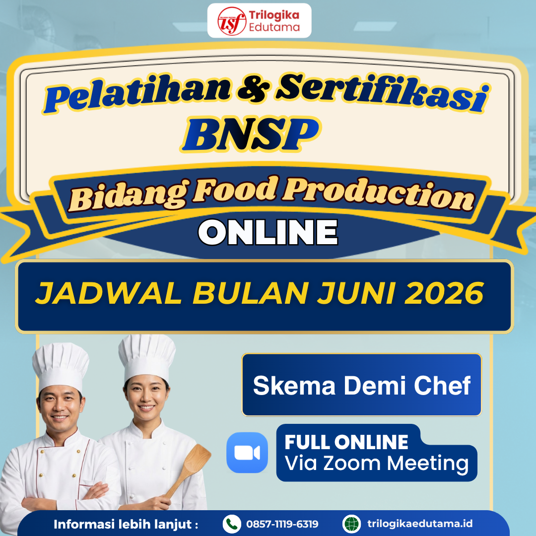 DIKLAT & SERTIFIKASI BNSP "DEMI CHEF" FULL ONLINE JUNI 2026